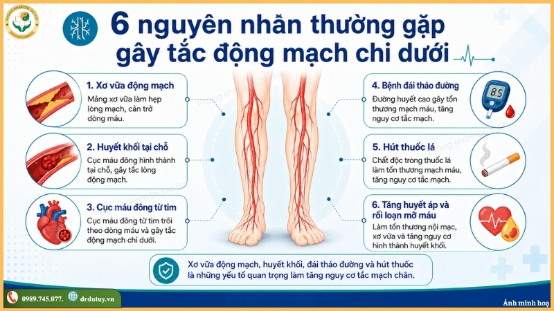 6 nguyên nhân gây tắc động mạch chi dưới