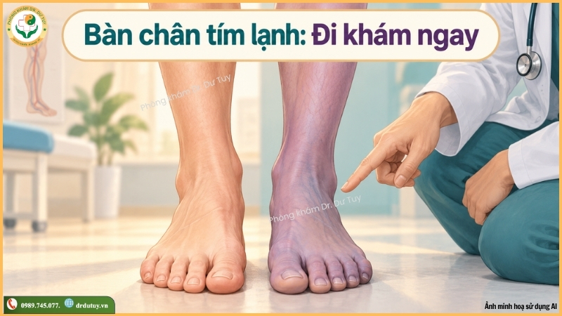 bàn chân tím lạnh cần đi khám