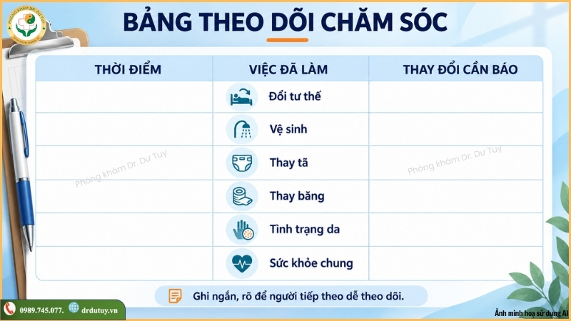 bảng theo dõi chăm sóc người bệnh