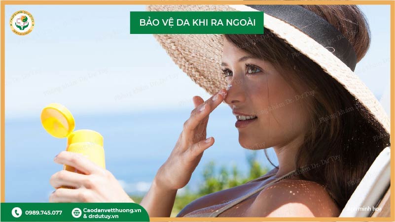 bảo vệ da khi ra ngoài chống nắng giảm viêm