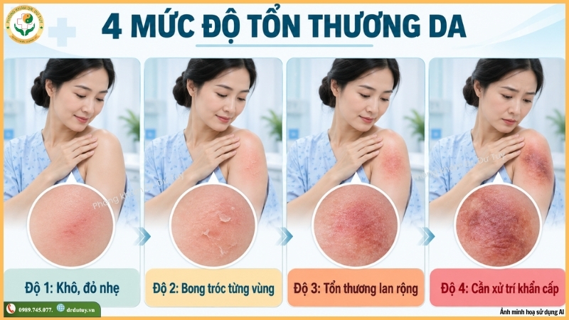 bốn mức độ bỏng da sau xạ trị