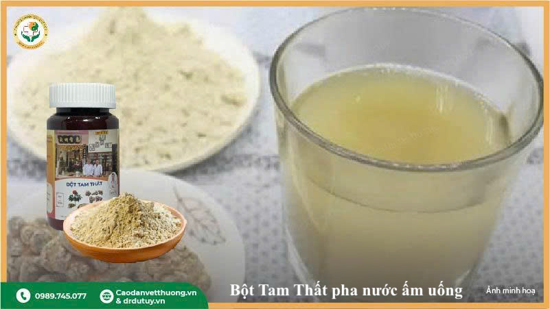 bột tam thất pha nước uống bổ huyết