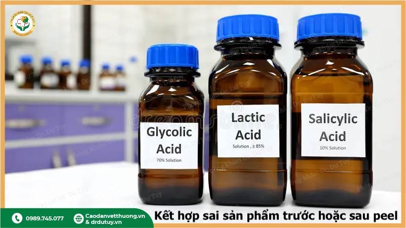các loại acid peel da gây bỏng da glycolic lactic salicylic