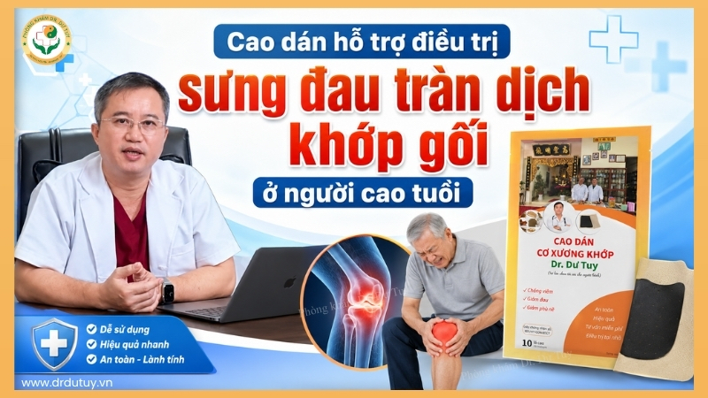 Cao dán hỗ trợ điều trị sưng đau tràn dịch khớp gối ở người cao tuổi