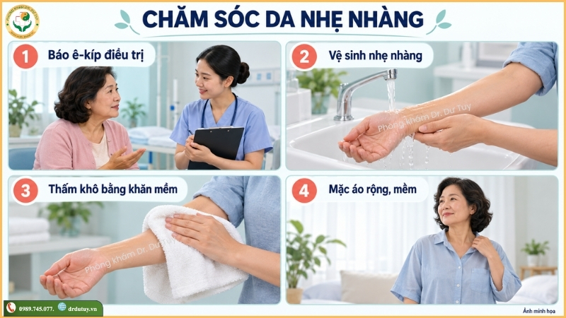 chăm sóc da đỏ rát sau xạ trị