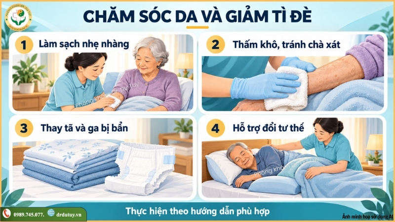 chăm sóc da và giảm tì đè