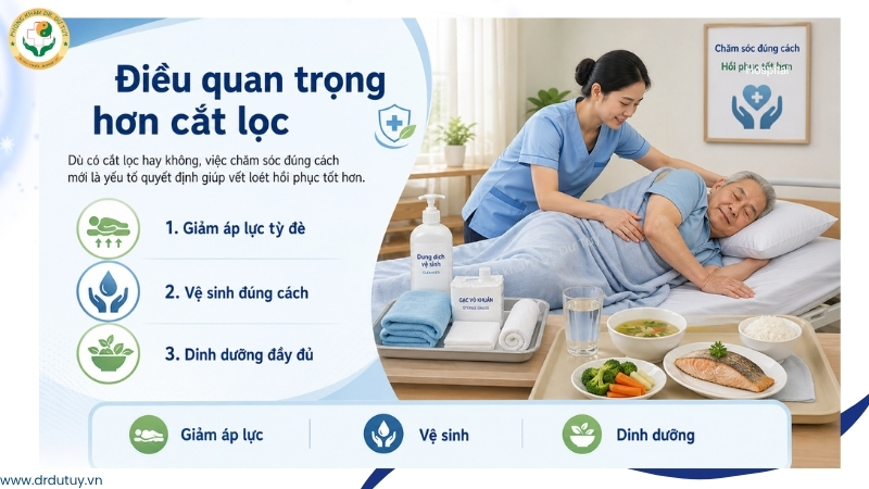chăm sóc vết loét quan trọng hơn cắt lọc