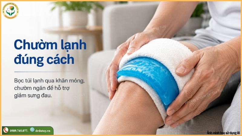 chườm lạnh đúng cách tràn dịch khớp gối