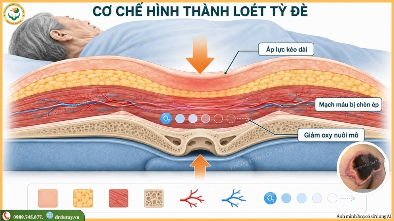 cơ chế hình thành loét tỳ đè vùng cùng cụt