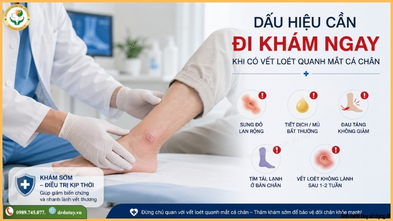 dấu hiệu cần đi khám khi bị loét mắt cá chân