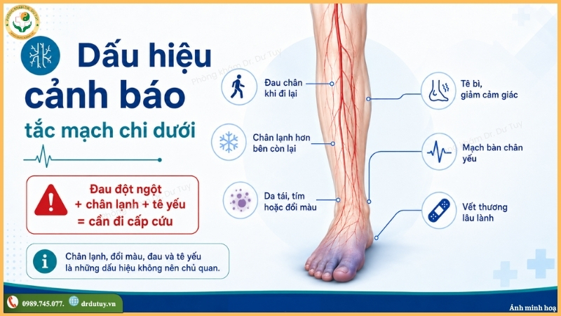 dấu hiệu cảnh báo tắc mạch chi dưới