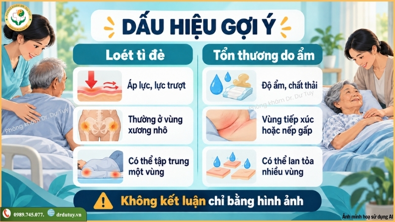dấu hiệu phân biệt loét tì đè và hăm da