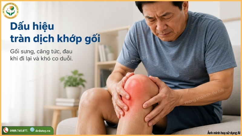 dấu hiệu tràn dịch khớp gối