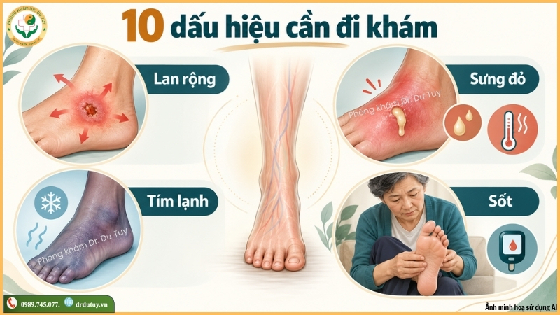 dấu hiệu vết loét chân cần đi khám