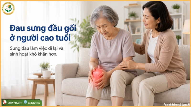 đau sưng đầu gối ở người cao tuổi