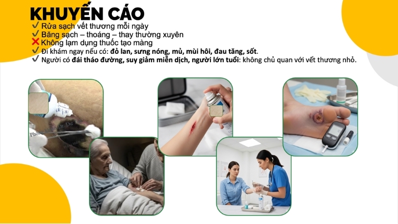 khuyến cáo chăm sóc vết thương đúng cách