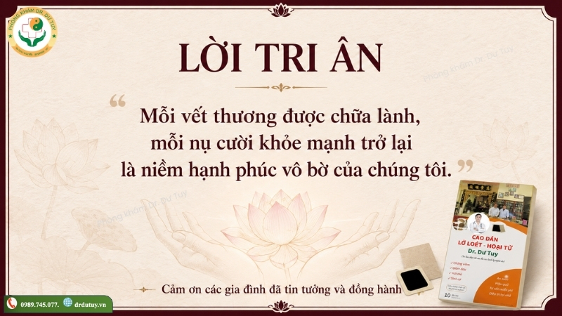 lời tri ân gia đình đồng hành cao dán Dr. Dư Tuy