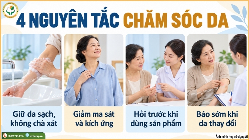 nguyên tắc chăm sóc da xạ trị
