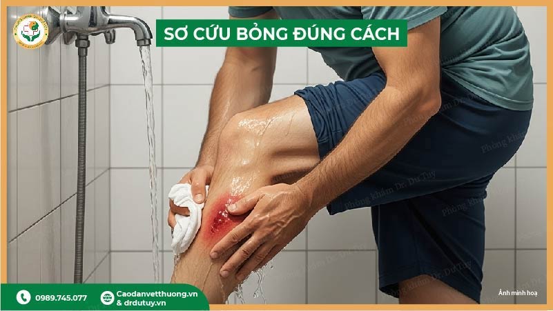sơ cứu bỏng ngoài da bằng nước mát