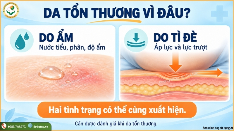 tổn thương da do ẩm và tì đè