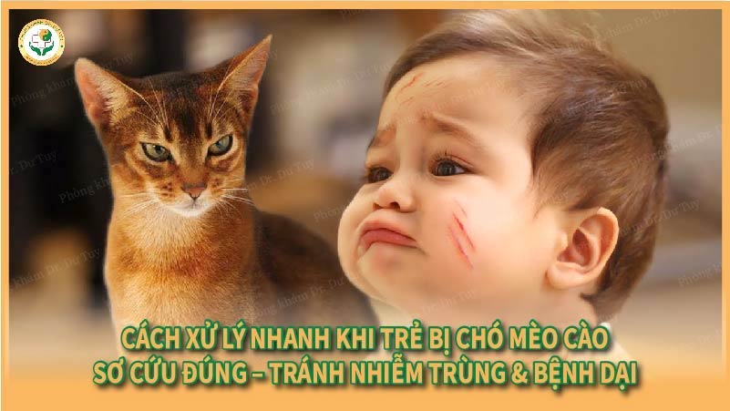 Cách xử lý nhanh khi trẻ bị chó mèo cào | Sơ cứu đúng – Tránh nhiễm trùng & bệnh dại
