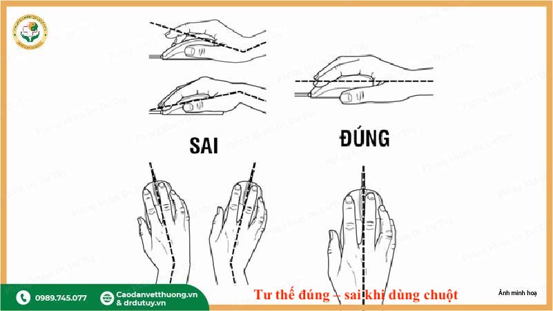 tư thế đúng sai khi dùng chuột máy tính