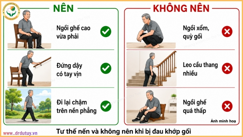 tư thế nên và không nên khi đau khớp gối