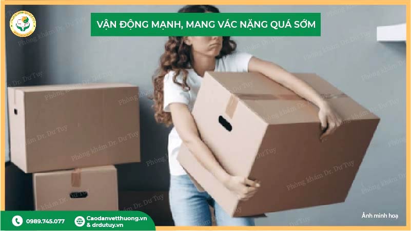 vận động mạnh sớm khiến vết mổ toác miệng