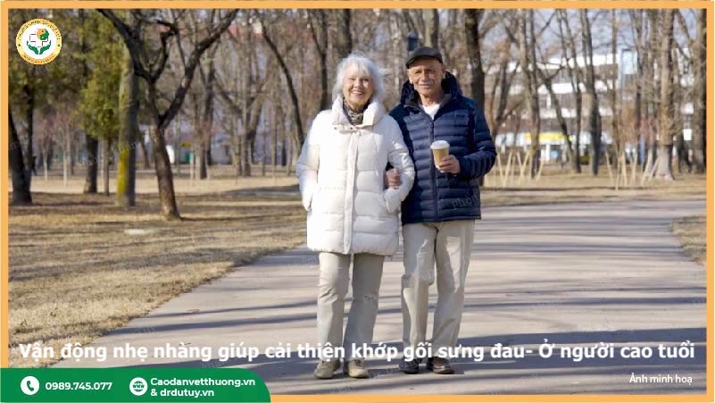 vận động nhẹ nhàng giúp giảm đau khớp gối ở người cao tuổi