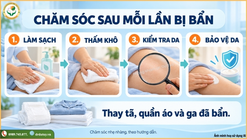 vệ sinh bảo vệ da khi không tự chủ