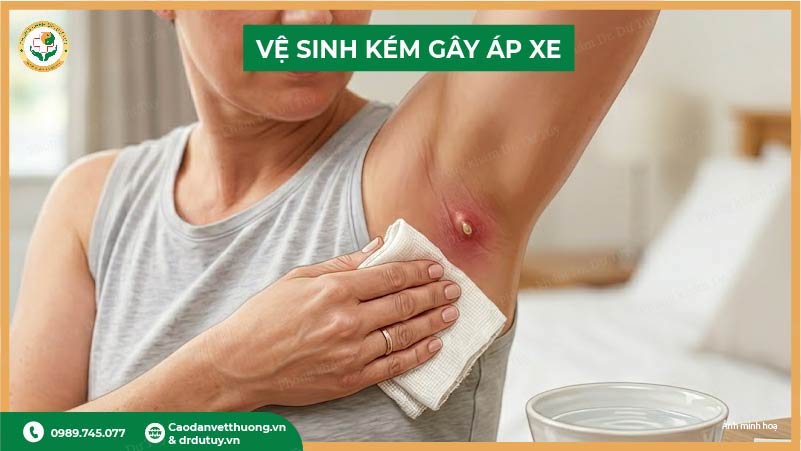 vệ sinh kém gây áp xe