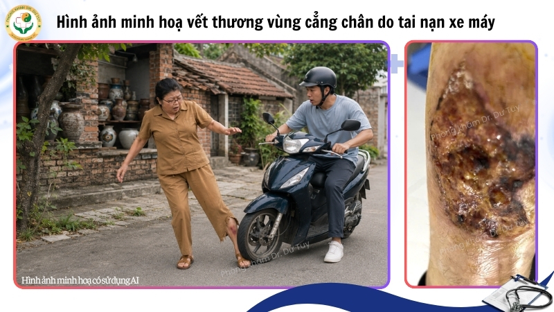 vết thương cẳng chân do tai nạn xe máy