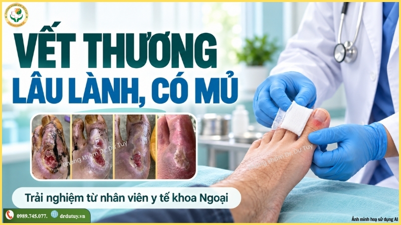 vết thương lâu lành có mủ
