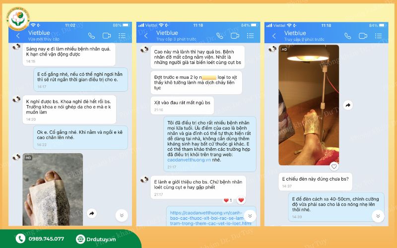 vết thương lâu lành, có mủ