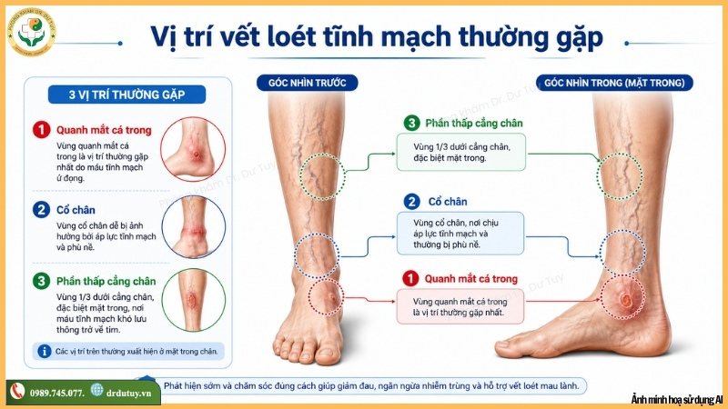 vị trí vết loét tĩnh mạch thường gặp