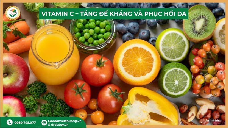 vitamin c tăng đề kháng phục hồi da
