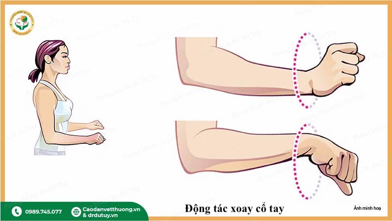xoay cổ tay bài tập giảm đau ống cổ tay